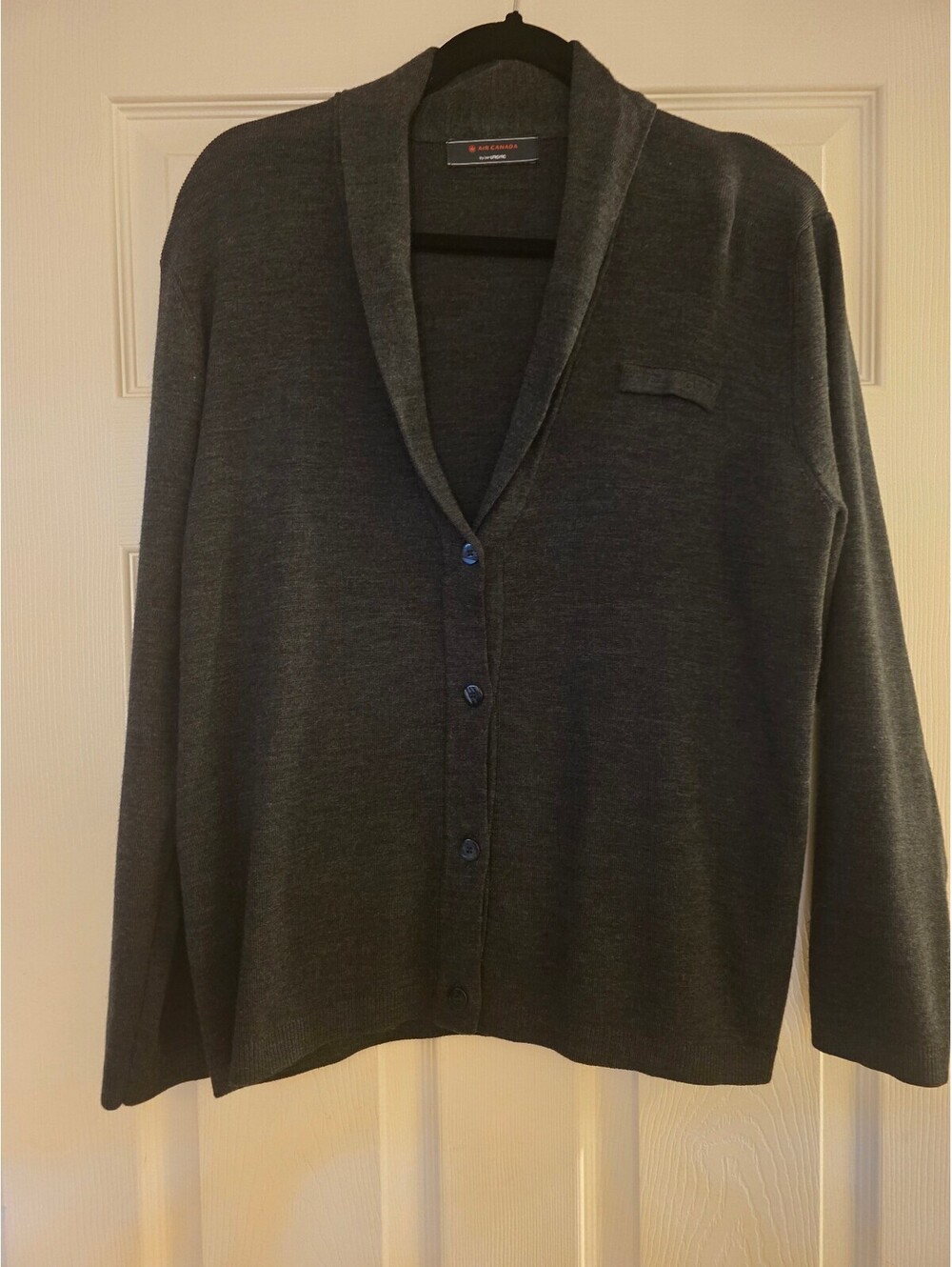 EUC Air Canada Dark Gray Shawl Collar Cardigan Sweater XL